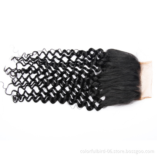 Wholesale Cheap hair Water Wave 4*4 Lace Closure Unprocessed Peruvian Virgin Human Hair Closure 4*4 lace